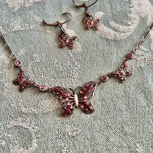 Vintage Anne Koplik Designs Butterfly Necklace & Earrings